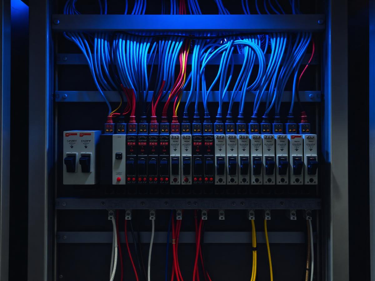 Quadro elettrico con interruttori e cablaggio ordinato (immagine esempio)